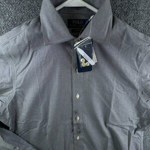 NWT Polo Ralph Lauren Men Button Up Shirt Gray Easy Care 15.5 34/35 $80